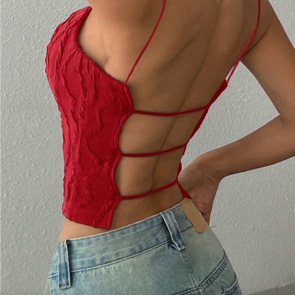 Red Stappy open back summer top